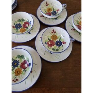 Santarelli Italian Art Pottery Esspresso & Cap Sets Hand Painted Signed 20 Piece